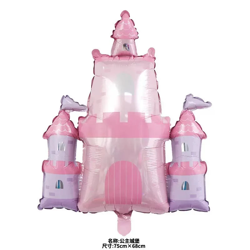 Globos de aluminio de castillo de princesa y calabaza – Decoraciones de fiesta de aluminio para cumpleaños y baby showers de niños