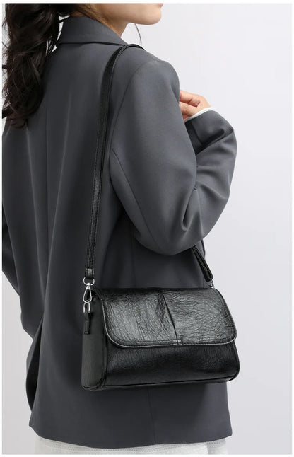 Sac bandoulière en cuir ciré huilé rétro – Sac à main texturé vintage avec rabat élégant, bandoulière réglable, sac à main décontracté classique pour femmes et usage quotidien