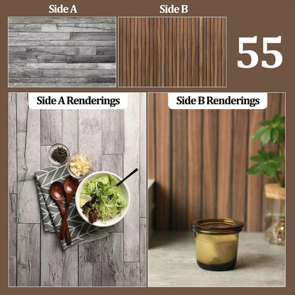 Double-Sided Wood Grain & Marble Photography Backdrop Board 57 × 87 cm – Waterproof Photo Background for Product Photography