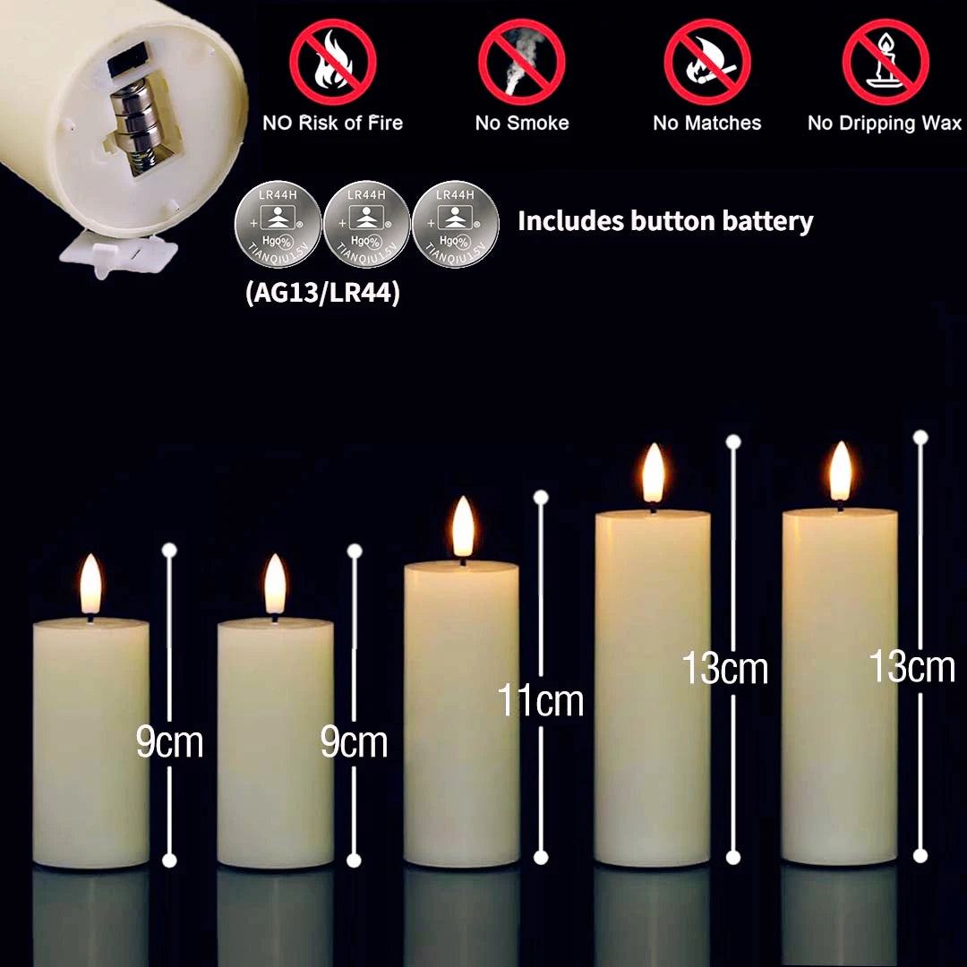 6-120PCS LED Flameless Pillar Candles – Battery-Operated Flickering Fake Candles for Wedding, Birthday, Party & Concert Decor