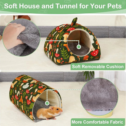 2PCS Washable Guinea Pig Hideout & Tunnel Set – Cozy Small Animal Toys and Cage Accessories for Guinea Pigs, Rabbits & Other Small Pets