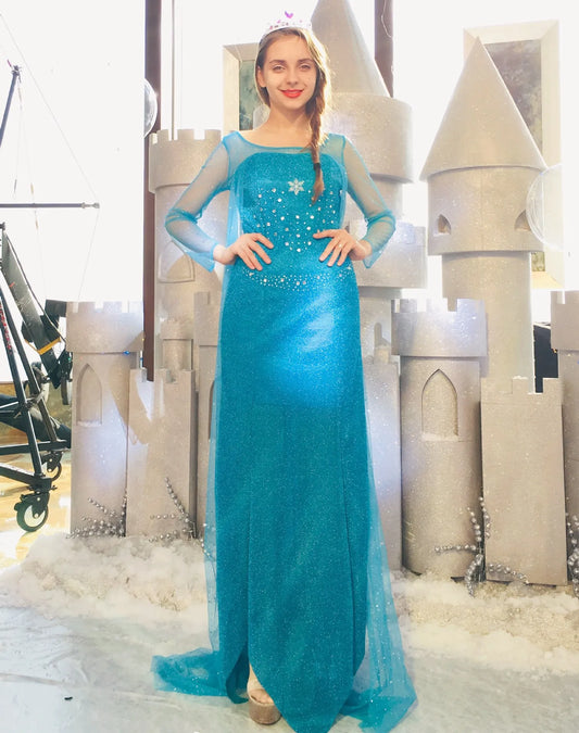 Robe de cosplay princesse des glaces et de la neige – Costume de spectacle pour adulte inspiré d'Elsa