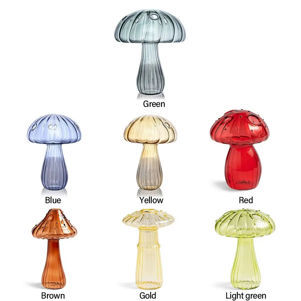 Florero de vidrio con forma de hongo – Maceta hidropónica transparente y jarrón decorativo de escritorio