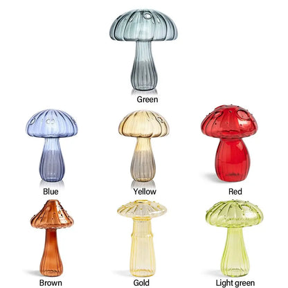 Florero de vidrio con forma de hongo – Maceta hidropónica transparente y jarrón decorativo de escritorio