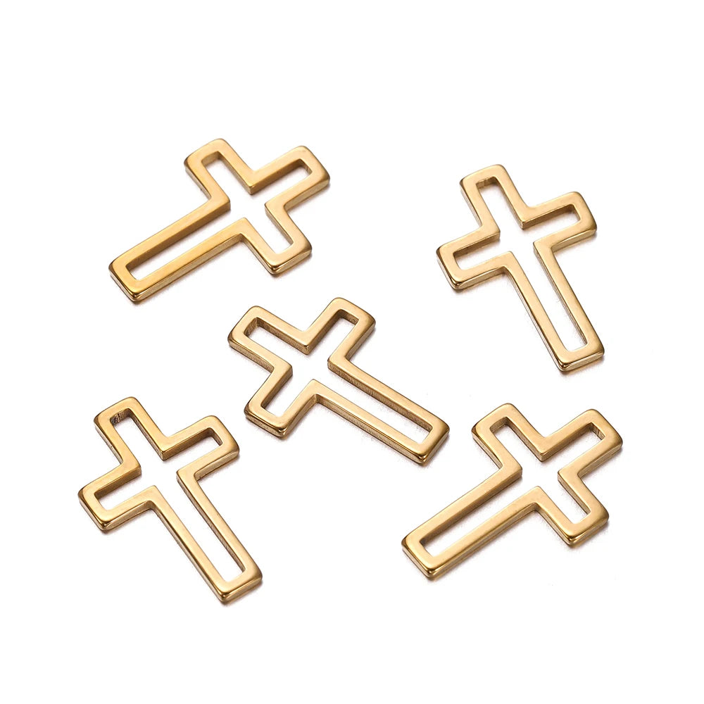 10 breloques géométriques creuses en acier inoxydable pour bijoux – Connecteurs de pendentif pour boucles d'oreilles, colliers et fabrication de bijoux