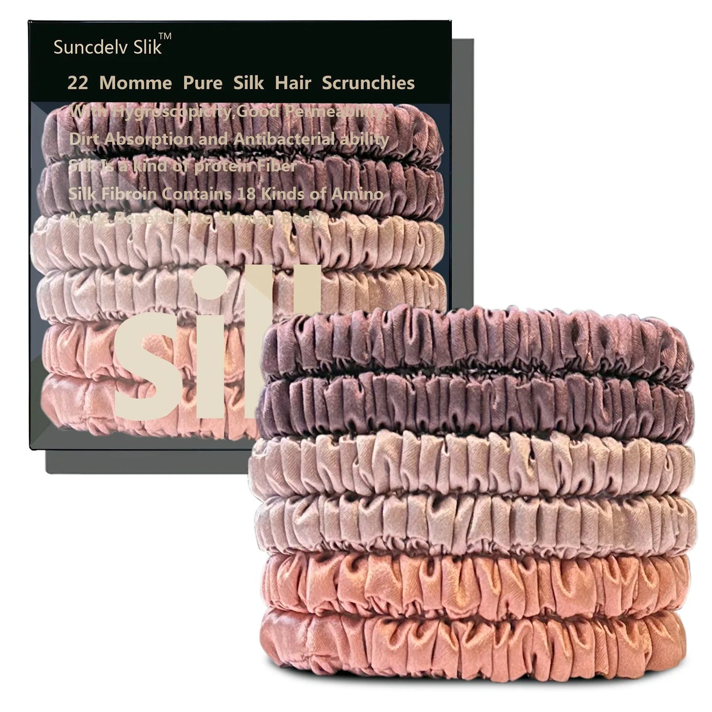 6 Lazos de Seda Pura Morera – Elásticos de Seda Hechos a Mano para Mujer y Niña | Lujosos Accesorios para el Cabello en Caja de Regalo