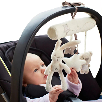 Peluche Colgante Conejito 2025 – Sonajero Suave para Bebés, Juguete Multifuncional para Cochecito y Cuna, Juguete Sensorial para Bebés y Regalo de Baby Shower