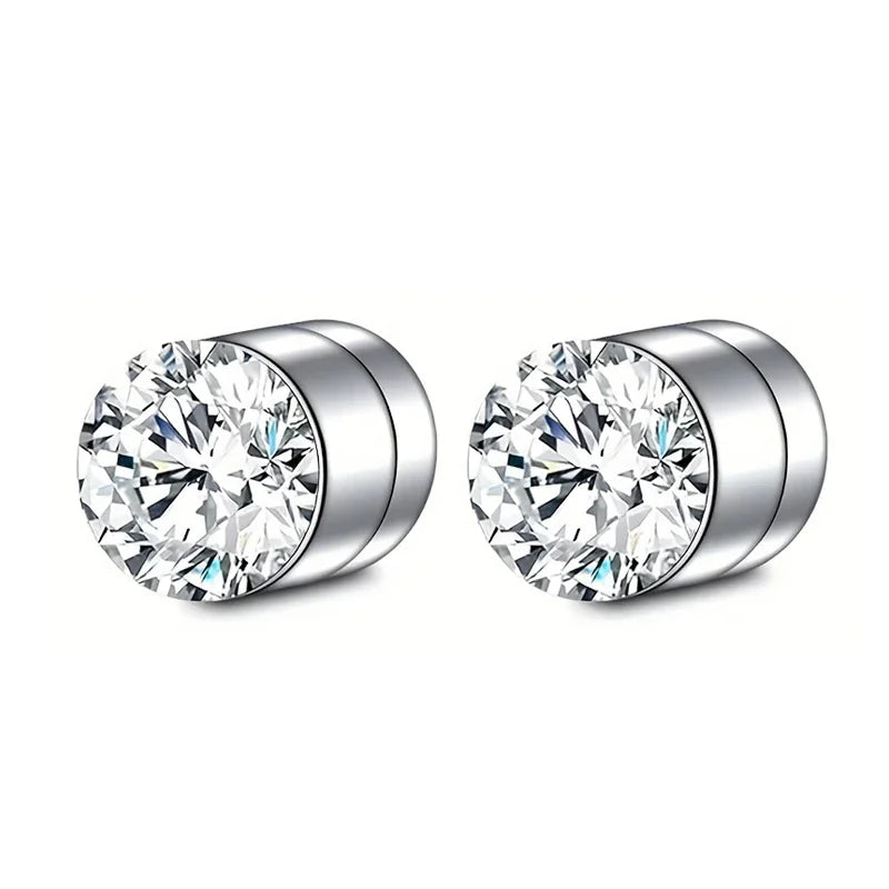 Pendientes de clip magnéticos de cristal – Pendientes de circonita sin perforación para hombres y mujeres | Joyería de moda punk
