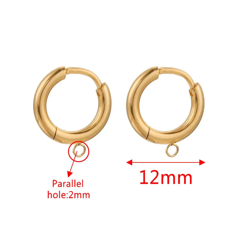 10-Piece Gold Stainless Steel Hoop Earring Hooks with Round Posts – DIY Earring Making Supplies & Jewelry Findings for Women