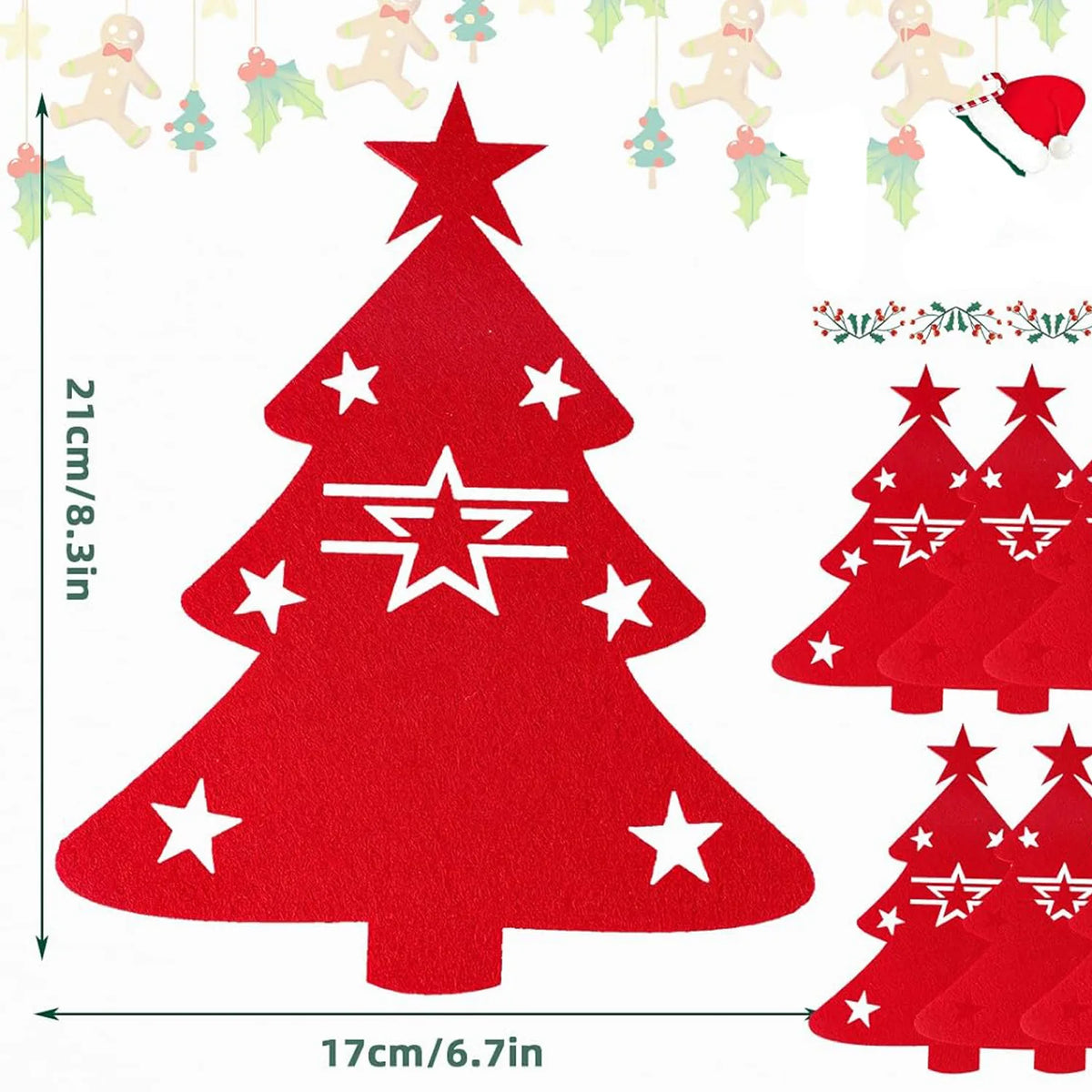 10/1PC Christmas Tree Cutlery Covers – Knife & Fork Pocket Holder Bags for Xmas Tableware, New Year Party Table Decor & Gifts