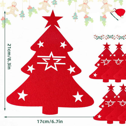 10/1PC Christmas Tree Cutlery Covers – Knife & Fork Pocket Holder Bags for Xmas Tableware, New Year Party Table Decor & Gifts