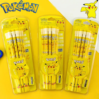 Lot de 12 crayons de dessin animé inspirés de l'anime | Papeterie Kawaii avec gomme pour enfants et cadeaux
