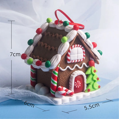 5PCS Gingerbread House Christmas Ornaments – Holiday Tree Hanging Decorations with Rope, Gingerbread House Decor for Xmas & Home