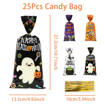 25/50/100PCS Halloween Ghost & Cat Gift Bags – Candy & Cookie Treat Packaging Bags for Trick-or-Treat, Halloween Parties & Decorations 2025