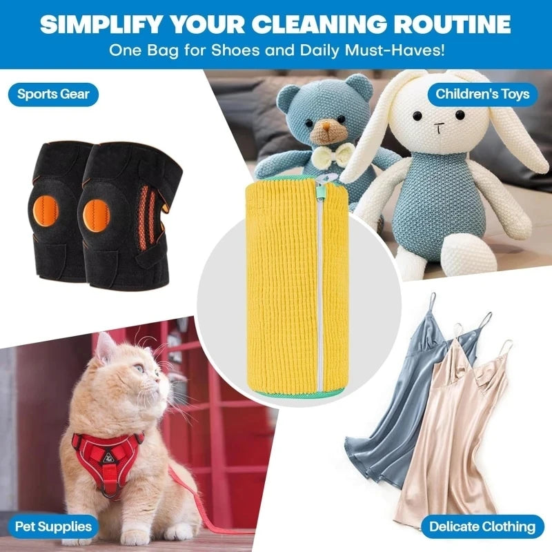 Shoe Washing Machine Bag with Cleaning Brush Set - Durable Reusable Laundry Bag for Sneakers, Running Shoes & Delicates (1, 2 or 4 Pack)