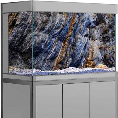 3D Black Stone Aquarium Background Poster – HD Rock-Effect Self-Adhesive Fish Tank Wallpaper for Realistic Aquascape & Underwater Decor