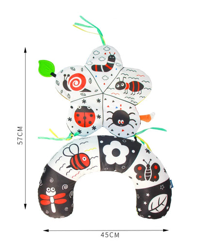 Coussin de Temps sur le Ventre pour Bébé et Jouet Sensoriel à Contraste Élevé – Coussin de Soutien Réversible Noir et Blanc pour Nouveau-né pour le Redressement de la Tête et le Développement Précoce