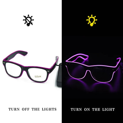 LED EL Wire Light-Up Glasses – Flashing Neon Party Sunglasses for Festivals, Raves & Cosplay