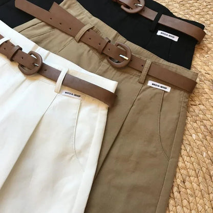 Women’s Wide Leg Shorts Summer Thin Cotton A-Line Zipper Office Lady Casual Loose Shorts