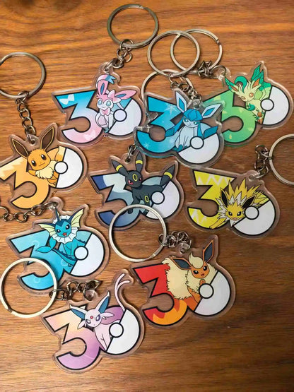 Pokémon 30th Anniversary Acrylic Keychain – Captain Pikachu, Eevee & Eeveelutions (50 Styles)
