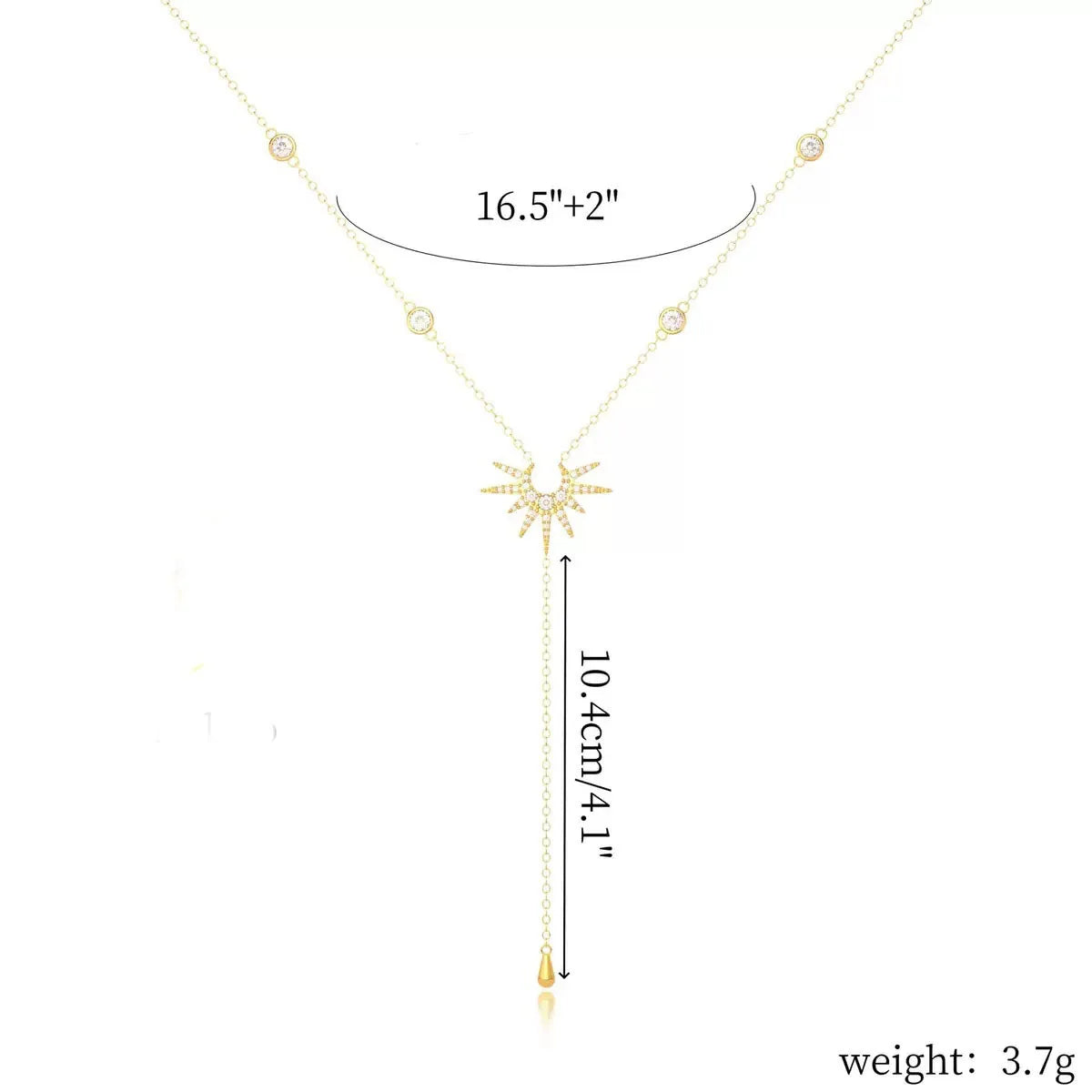 Collar con colgante de borla en Y de circonita cúbica de acero inoxidable – Gargantilla larga elegante para mujeres y niñas | Regalo de joyería de moda