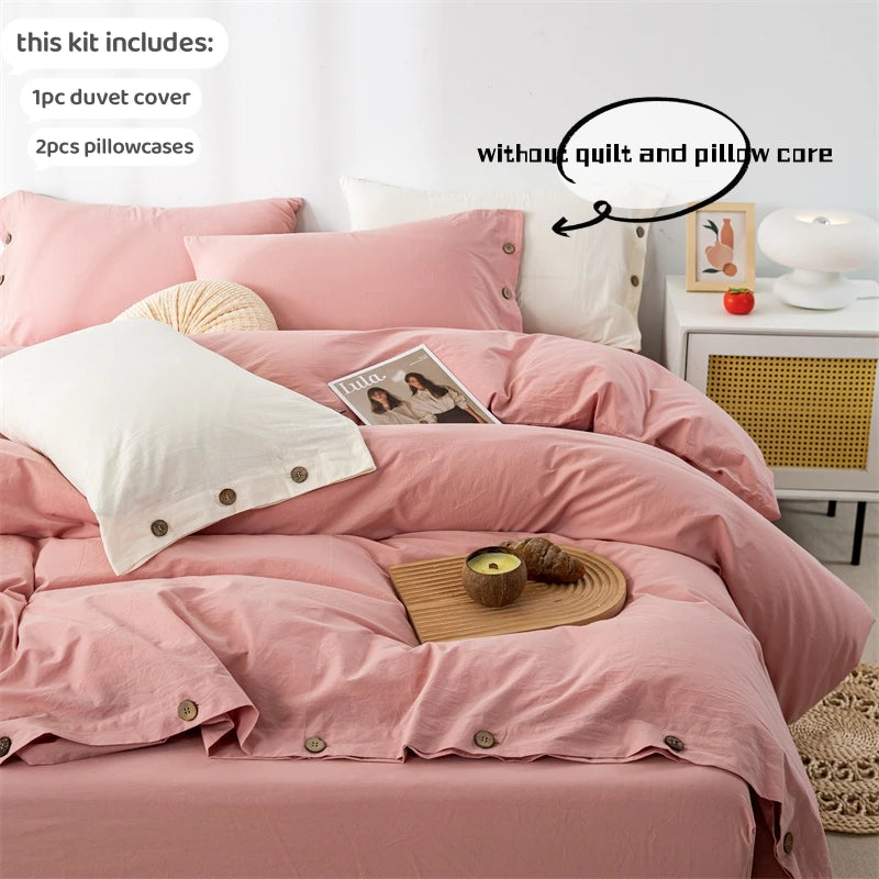 3-Piece 100% Cotton Bedding Set – Duvet Cover & Pillowcase Set for Queen & King Beds