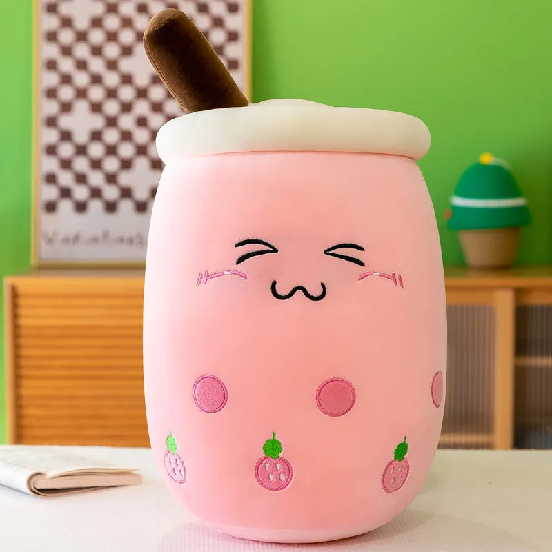 Giant Bubble Tea Plush Pillow – 22–70cm Squishy Milk Tea Boba Stuffed Toy Fruit Drink Bottle Decor Gift