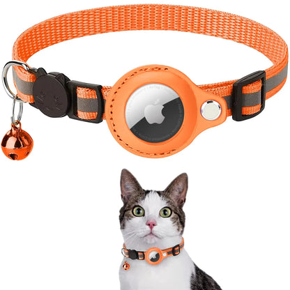 AirTag Pet Collar Case – Protective Tracker Holder with Reflective Collar & Bell for Cats and Small Dogs