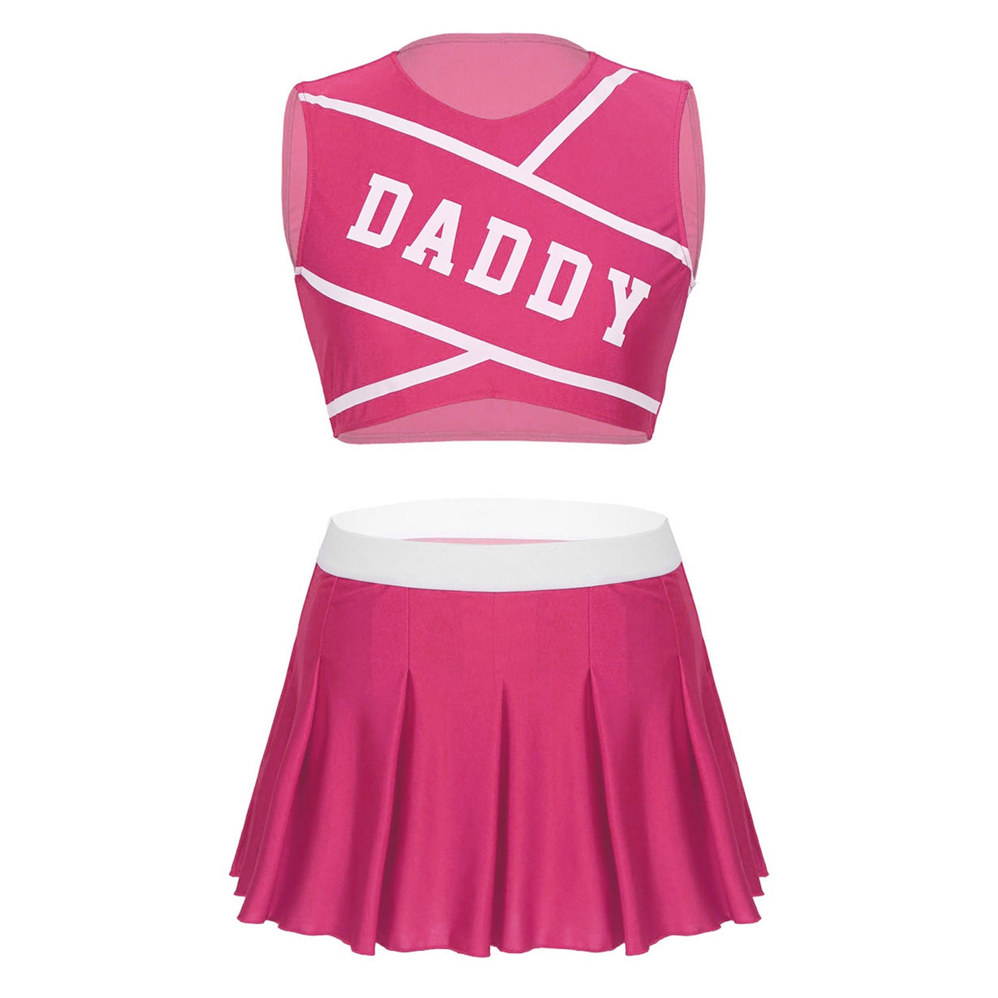 Women’s Cheerleader Cosplay Costume – Uniform Set (Crop Top + Mini Pleated Skirt, Carnival Outfit)