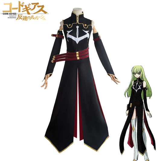 Disfraz de Cosplay de C.C. de Code Geass – Conjunto de Uniforme de Vestido Negro (Traje de Anime de Lelouch of the Rebellion para Fiesta de Halloween, Mujeres/Niñas, Set de Accesorios iCoser)