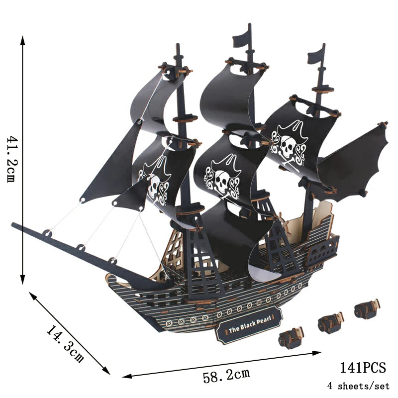Maqueta 3D de Barco de Vela de Madera – Kit de Montaje de Barco de Madera DIY, Juguete Educativo de Construcción, Proyecto de Manualidades Creativo y Regalo de Fiesta para Niños
