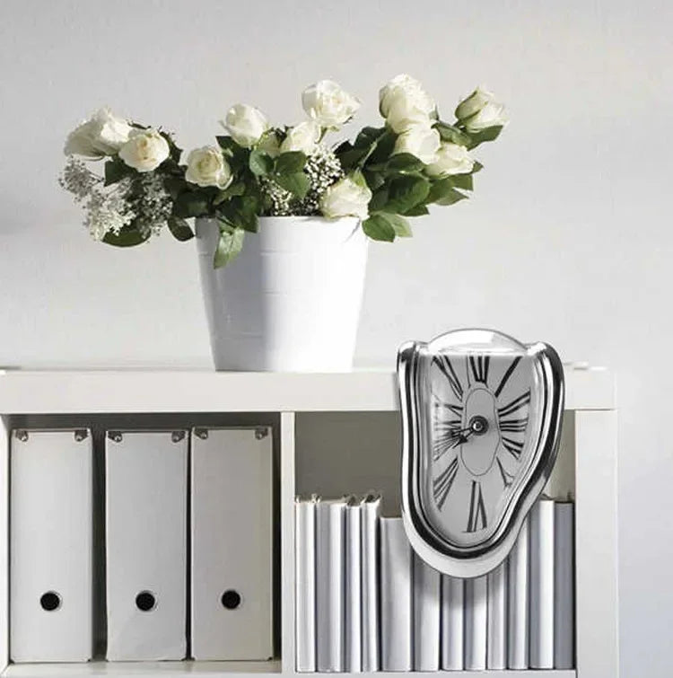 Reloj de pared creativo surrealista que se derrite – Reloj decorativo moderno distorsionado para el hogar, la oficina y la sala de estar