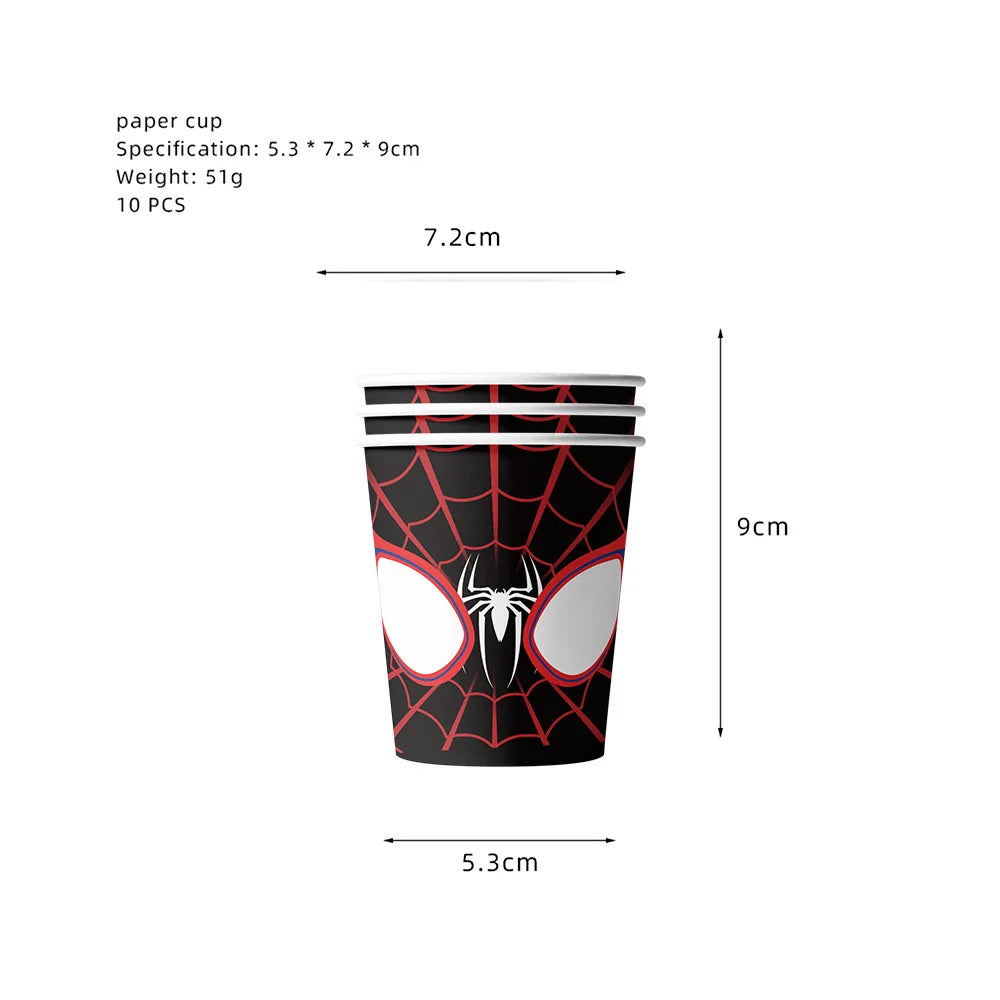 Spider Hero Birthday Party Supplies Set – Kids' Party Tableware Kit with Plates, Cups, Tablecloth, Backdrop, Balloons & Decorations