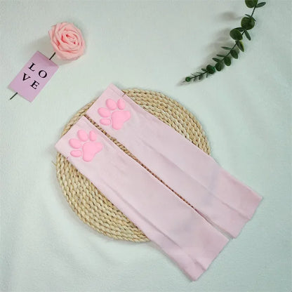 Cute 3D Cat Paw Fingerless Gloves – Soft Silicone Paw Sleeves for Women | Kawaii Sun Protection Fashion Accessory