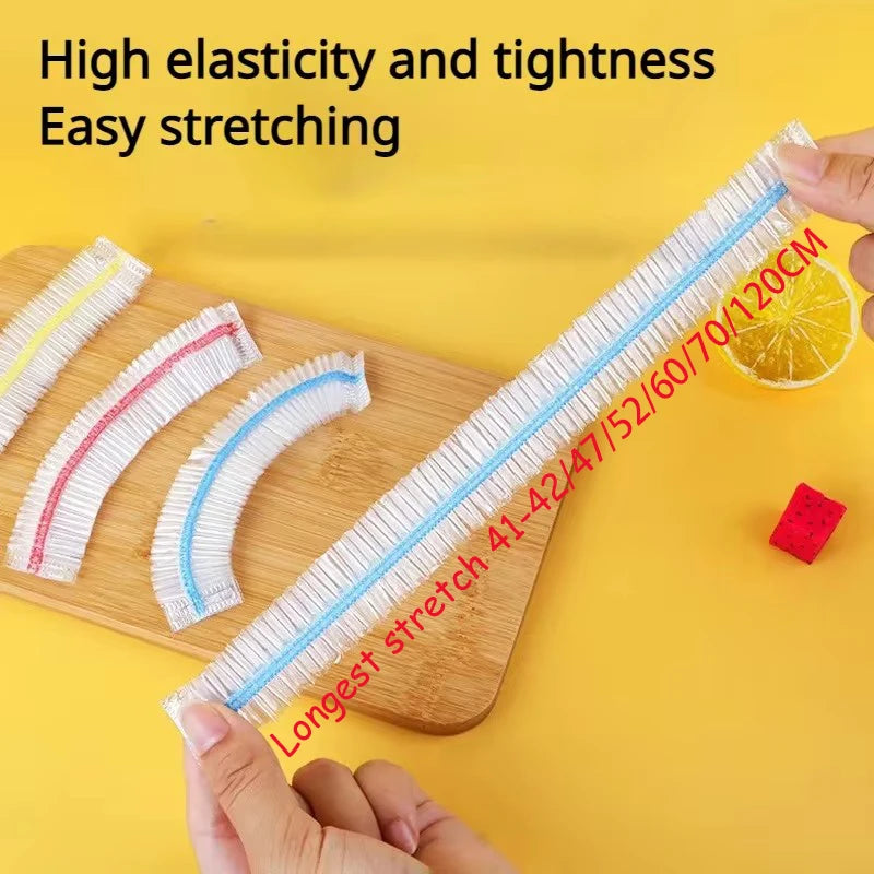 Colorful Disposable Food Cover – Food Grade Elastic Plastic Wrap Lids, Stretch Bowl Covers & Fresh Keeping Bags for Fruits, Food Storage, Kitchen Organization & Dust Protection