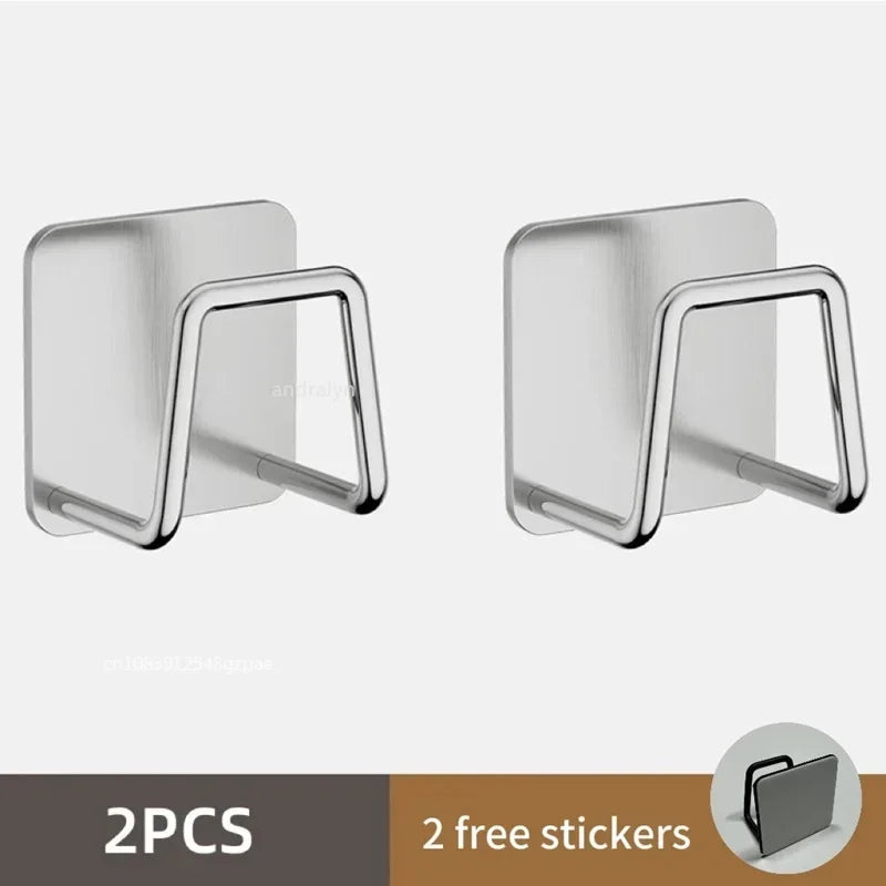 Soporte de esponja para fregadero de acero inoxidable – Estante de secado autoadhesivo para desagüe de cocina, organizador de almacenamiento de esponjas montado en la pared con ganchos para fregadero, accesorios para lavavajillas y organización de cocina