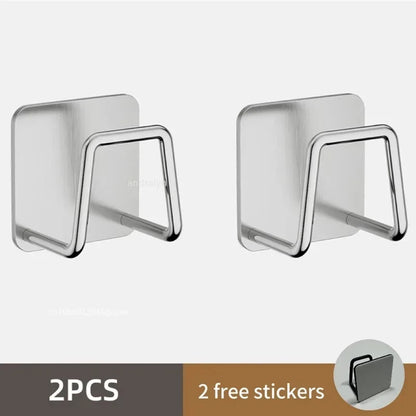 Soporte de esponja para fregadero de acero inoxidable – Estante de secado autoadhesivo para desagüe de cocina, organizador de almacenamiento de esponjas montado en la pared con ganchos para fregadero, accesorios para lavavajillas y organización de cocina