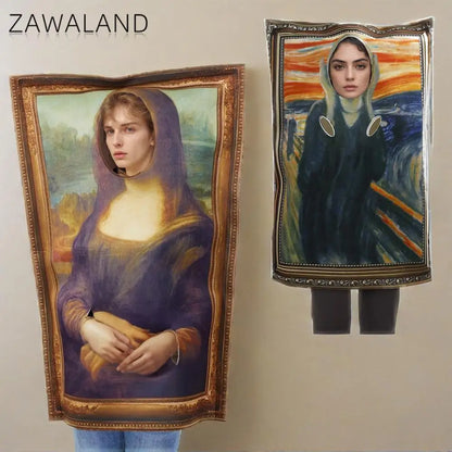 Mona Lisa & The Scream Mural Cosplay Costume – Funny Sponge Suit for Adults, Boys & Girls, Halloween, Carnival, Party & Dress-Up