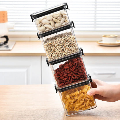 Juego de recipientes herméticos de cocina – Contenedores grandes de plástico para granos con tapas a prueba de humedad para almacenar alimentos y condimentos