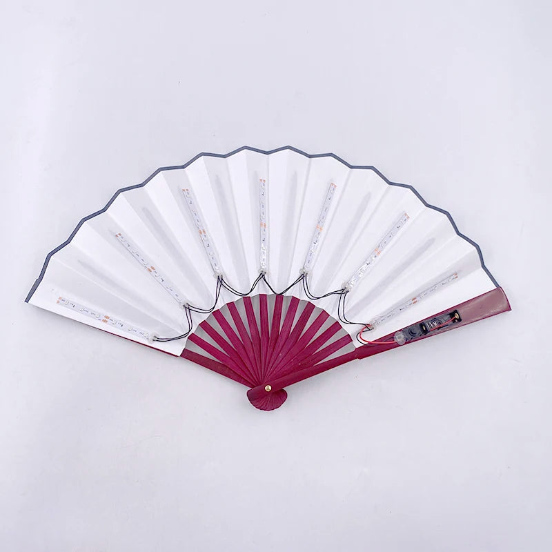Ventilador de Mano Plegable con Luz LED – Ventilador Luminoso de 10 Pulgadas para Raves, Discotecas, Festivales y Fiestas