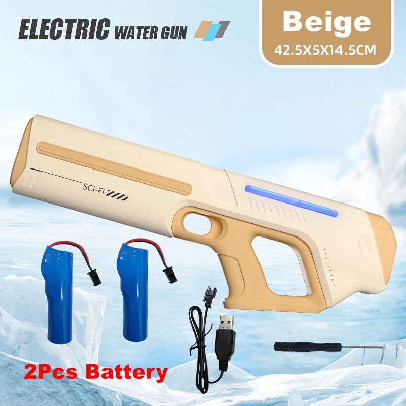 Pistolet à Eau Électrique pour Adultes – Puissant Lanceur d'Eau Automatique avec Grand Réservoir d'Eau pour Piscine d'Été, Plage et Jeux Aquatiques Extérieurs