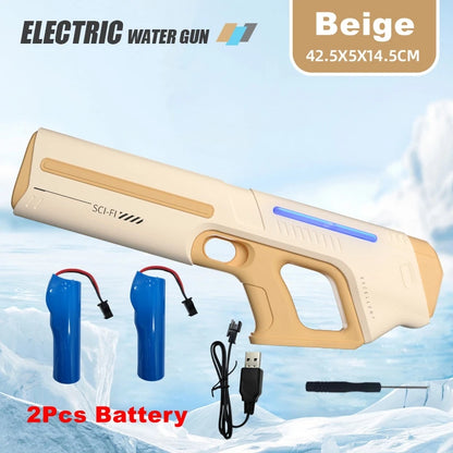 Pistolet à Eau Électrique pour Adultes – Puissant Lanceur d'Eau Automatique avec Grand Réservoir d'Eau pour Piscine d'Été, Plage et Jeux Aquatiques Extérieurs