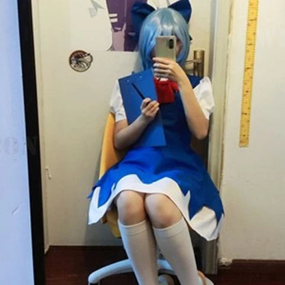 Touhou Project Cirno Cosplay Costume – The Embodiment of Scarlet Devil Outfit with Headwear
