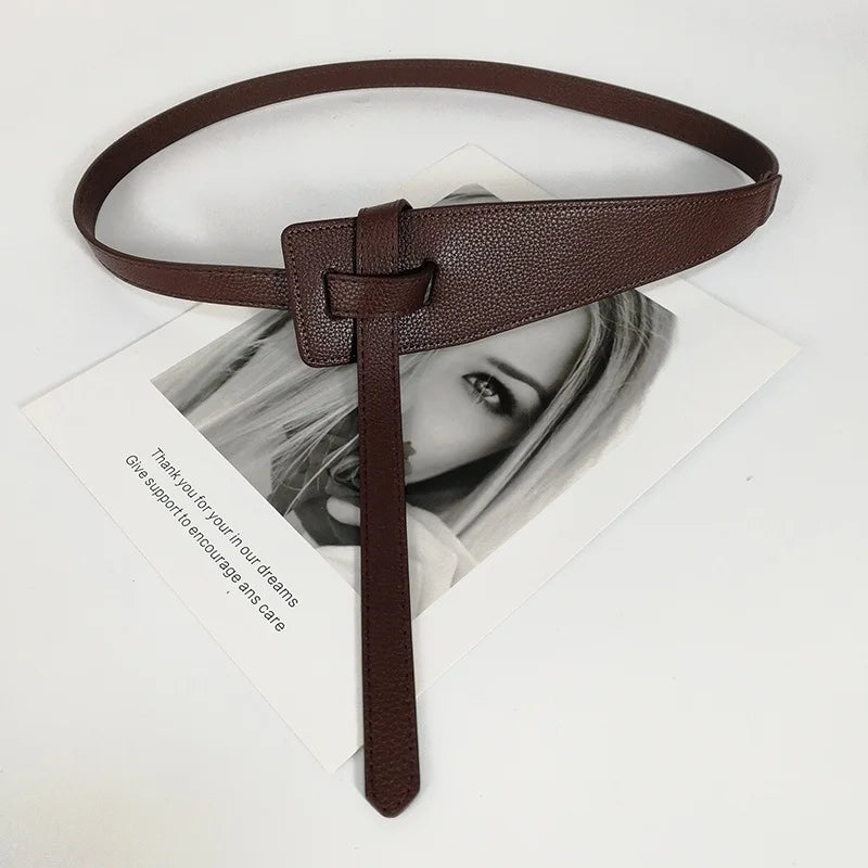 Women's Designer-Style Knot Waist Belt – Soft PU Leather Wide Cummerbund for Coats, Dresses & Fashion Outfits, Elegant Waistband Accessory