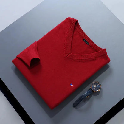 Men’s Classic V-Neck Cashmere Blend Sweater – Warm Pullover Jumper for Autumn & Winter, Casual Fashion Knitwear