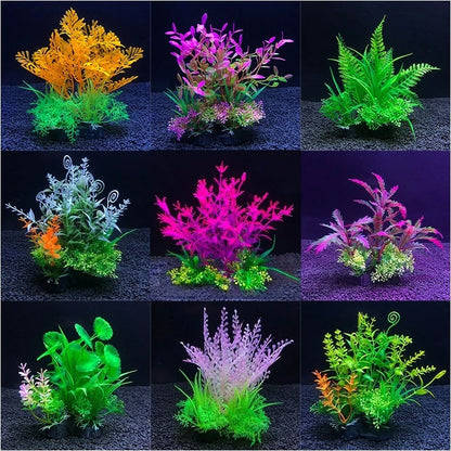 14cm Artificial Aquarium Plants – Plastic Underwater Aquatic Plant & Fish Tank Grass Decorations for Aquascaping, Landscaping & Aquarium Accessories