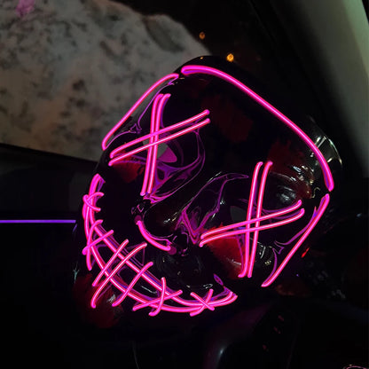 Masque LED sans fil Purge – Masque néon lumineux pour Halloween, fêtes et festivals