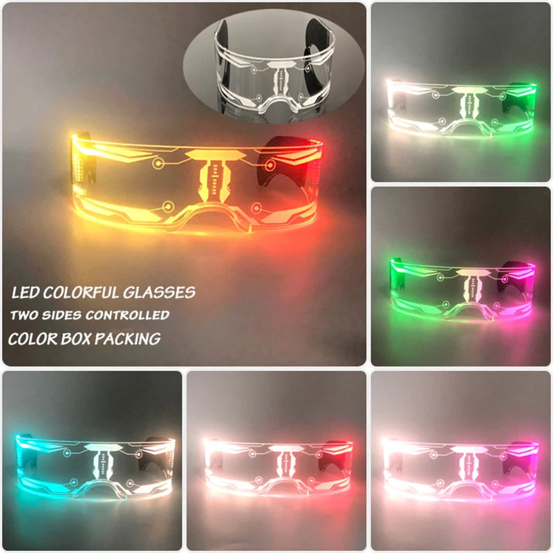 Gafas LED ciberpunk luminosas – Gafas futuristas con luz para cosplay, raves y fiestas de Halloween
