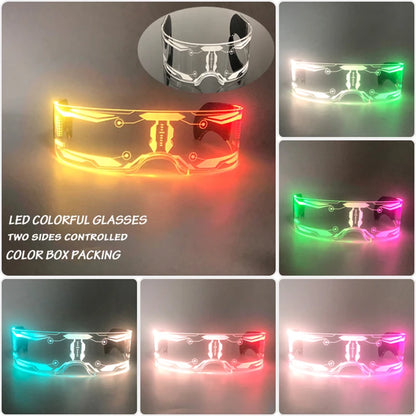 Gafas LED ciberpunk luminosas – Gafas futuristas con luz para cosplay, raves y fiestas de Halloween