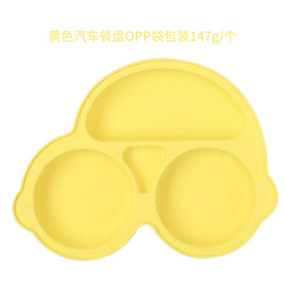 Assiette à ventouse en silicone pour bébé – Assiette repas sourire pour tout-petits avec compartiments, vaisselle pour enfants sans BPA
